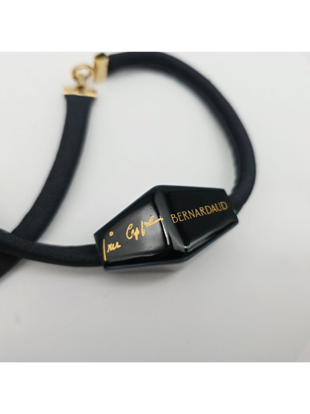 Bernardaud Geometric Black & Gold Porcelain Necklace Signed Iris Cofta 19" - Picture 6 of 6